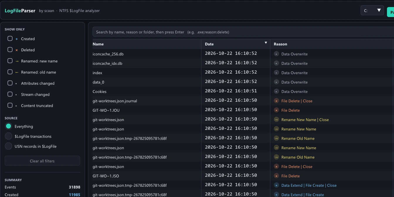 Captura de LogFileParser
